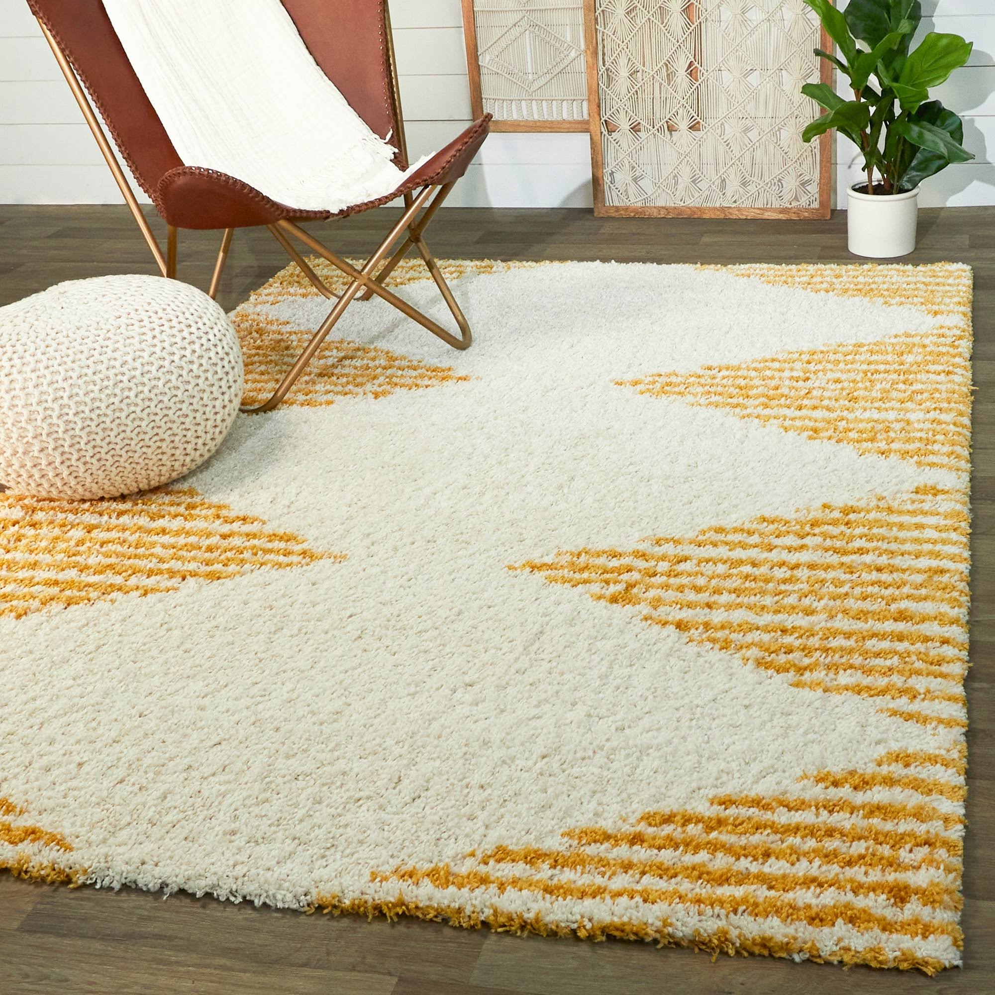 BALTA Hughes Orange 8 ft. x 10 ft. Striped Shag Area Rug