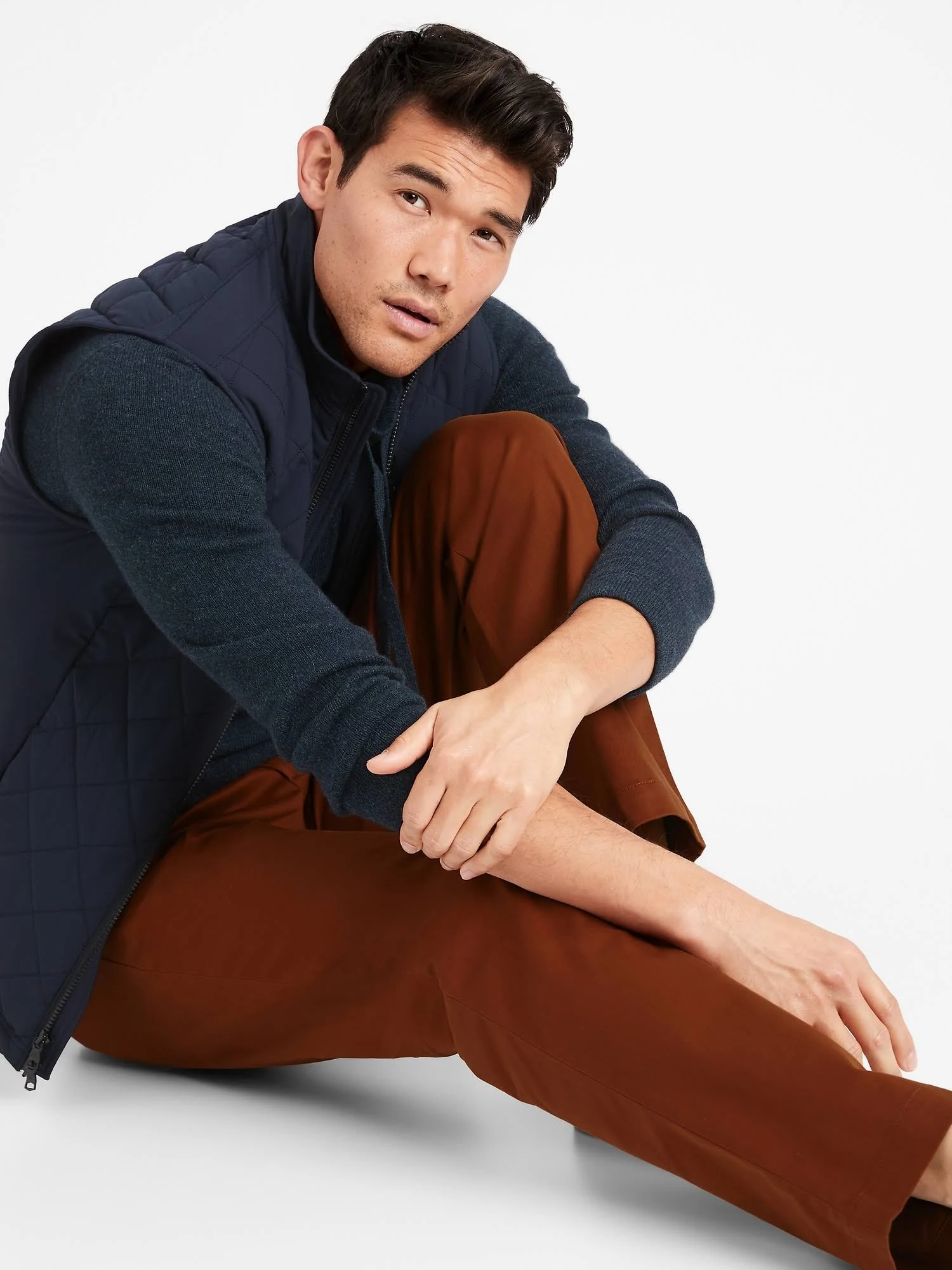 Banana Republic Men's Emerson Straight Rapid Movement Chino Pant Rust Brown Size 35W 34L