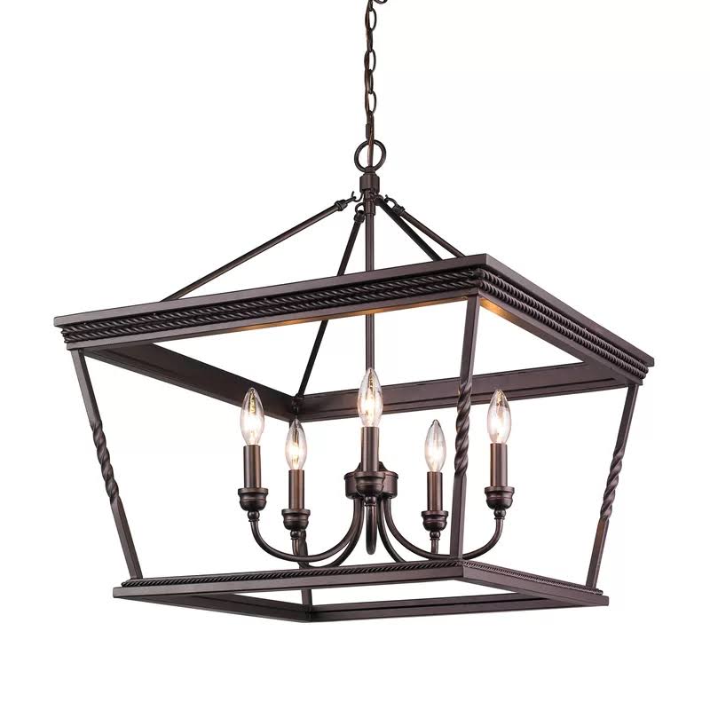 Northfield 5 - Light Lantern Rectangle/Square Chandelier