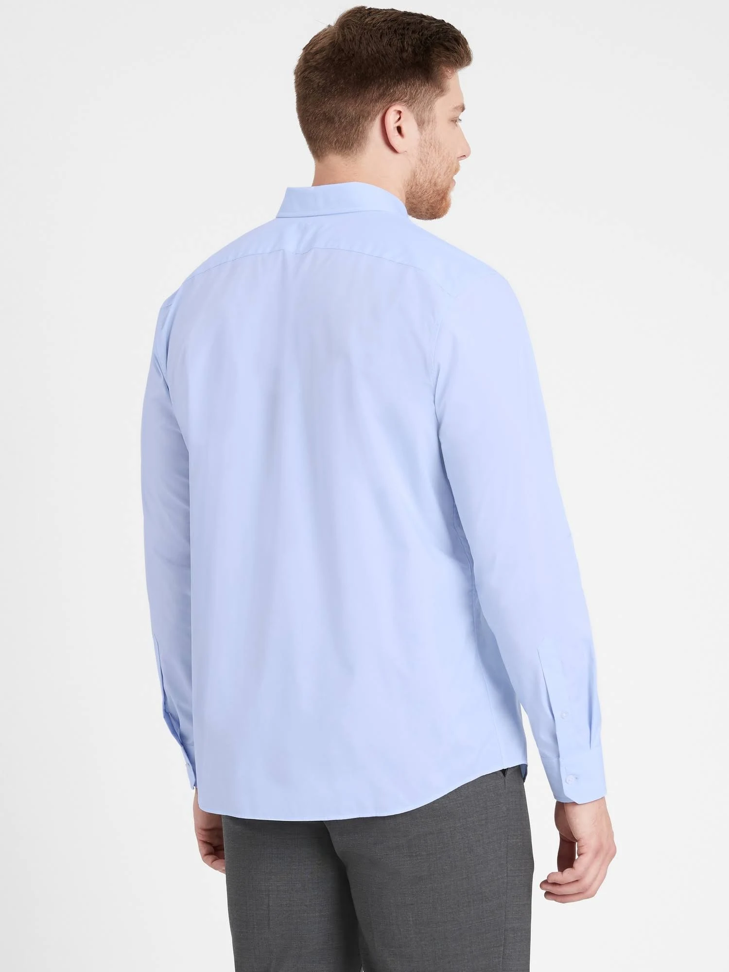 Banana Republic Men's Slim-Fit Tech-Stretch Cotton Shirt Basic Blue Size XL