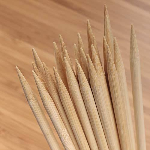 BambooMN 24x22 Long x 5mm Thick Sharp Point Bamboo Kabab Satay BBQ Skewers Party Supplies, 300 Pieces