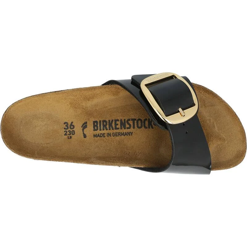 Birkenstock Adult Madrid Big Buckle Black Birko-Flor Patent Slides