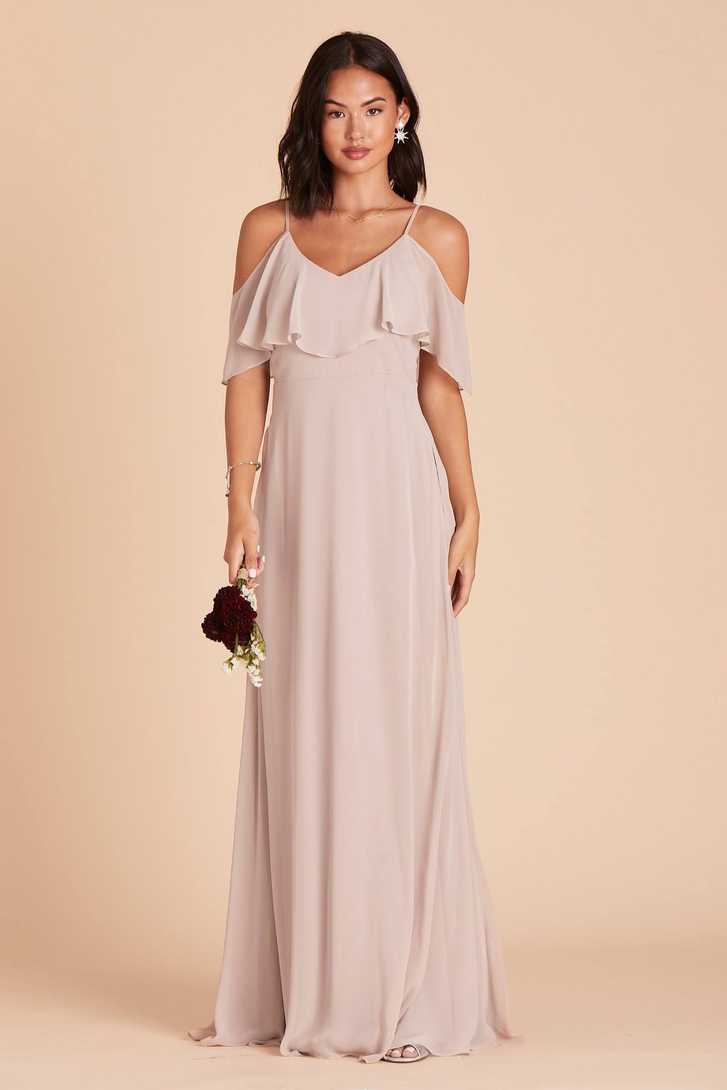 Jane Convertible Chiffon Bridesmaid Dress in Taupe M / Taupe / No Slit