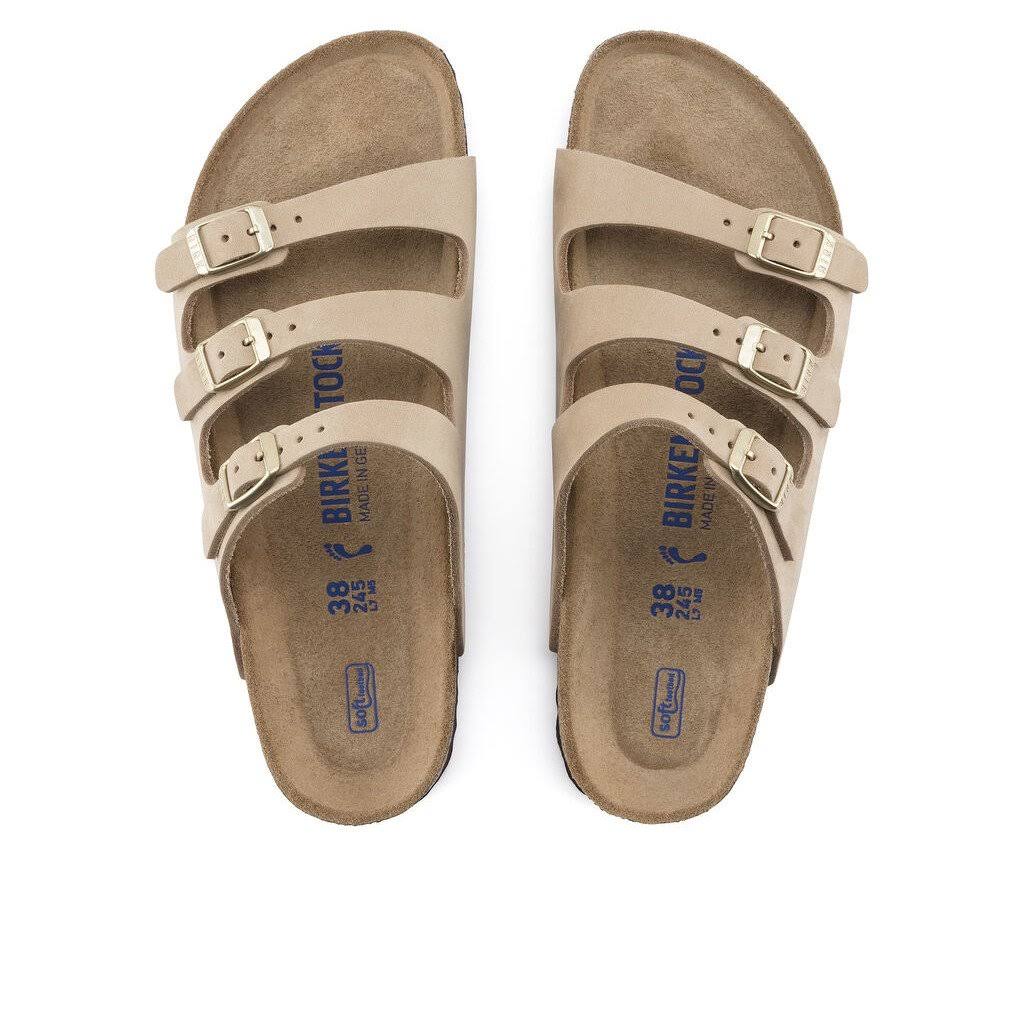 Birkenstock Womens Florida Fresh Soft Footbed Sandcastle Nubuck