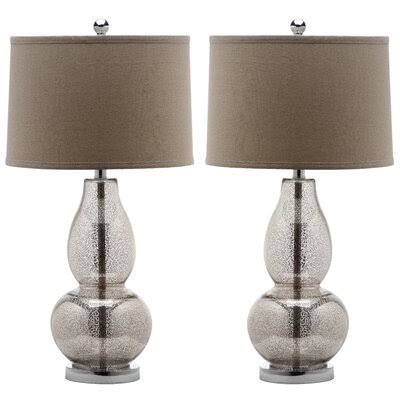 Deerfield 29x22 Table Lamp Set Base Color: Antique Silver/Wheat Shade