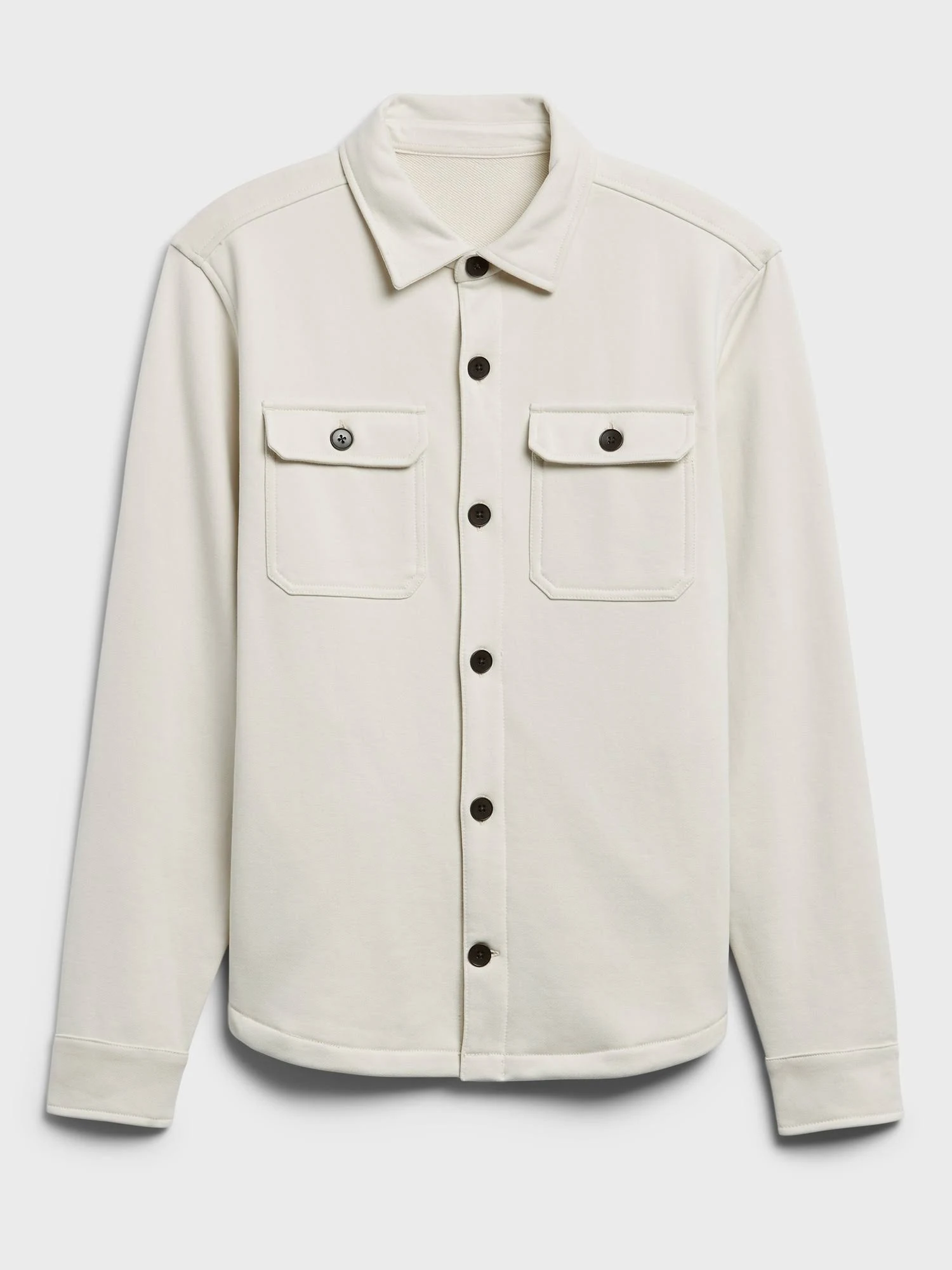 Banana Republic Men's French Terry Shirt Jacket Transition Cream White Size M