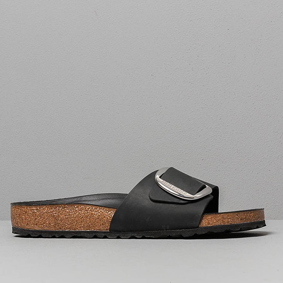 Birkenstock Madrid Big Buckle Oiled Leather Sandals - Black