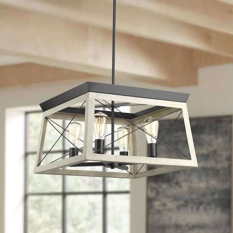 Delon 4 - Light Lantern Rectangle Chandelier Finish Graphite