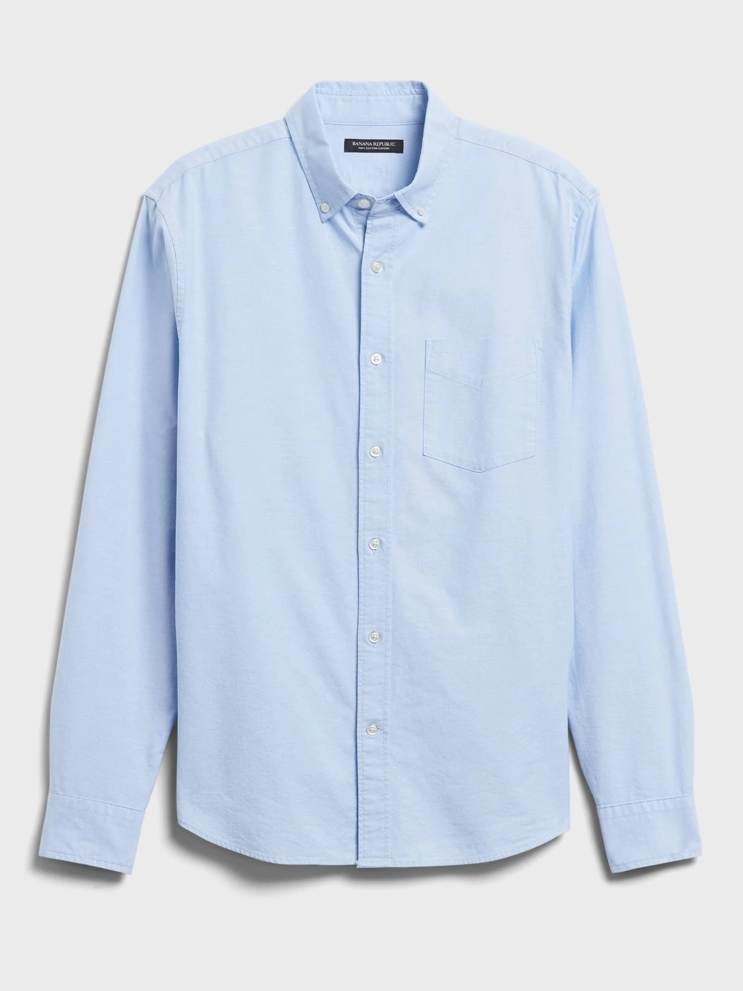 Banana Republic Men's Untucked Standard-Fit Cotton Oxford Shirt Light Blue Size M