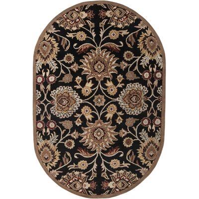 Arden Floral Handmade Tufted Wool Black/Camel Area Rug Birch Lane Rug Size: Oval 6& x 9&
