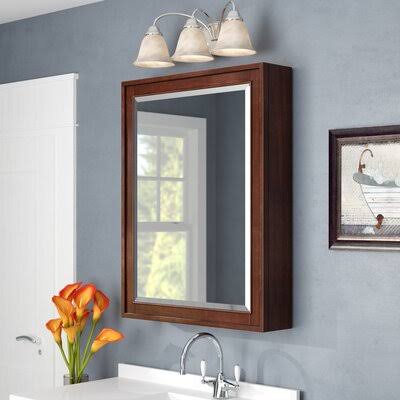 Exley Surface Mount Framed 1 Door Medicine Cabinet with 3 Shelves Finish: Tobacco, Size: 36x22 H x 28x22 W x 6.25x22 D