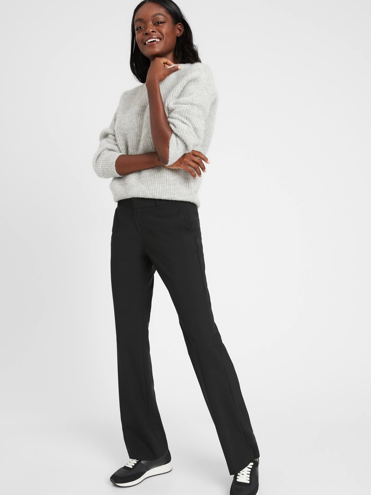 Banana Republic Women's Logan Trouser-Fit Washable Wool-Blend Pant Black Size 2 Regular