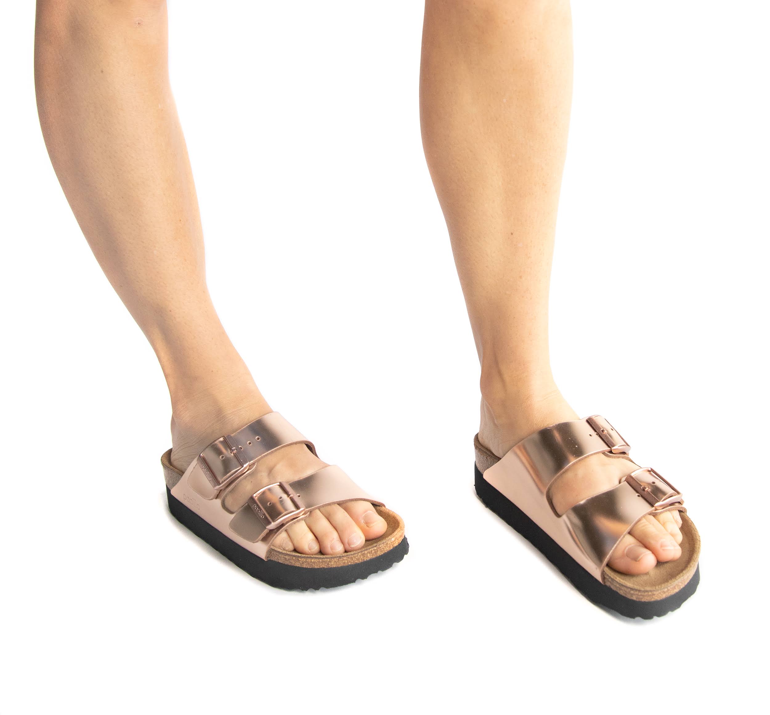 Birkenstock Women's Arizona Platform Leather Metallic Copper