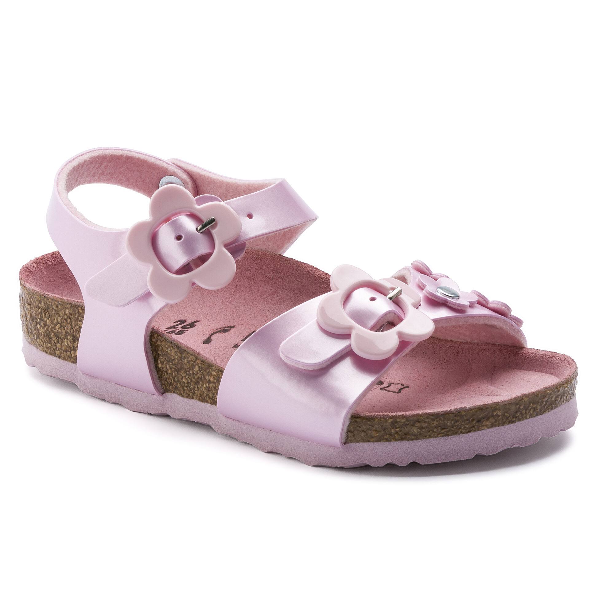 BIRKENSTOCK Kids Rio Birko-Flor Pearly Flowers Rose Back-Strap Sandals
