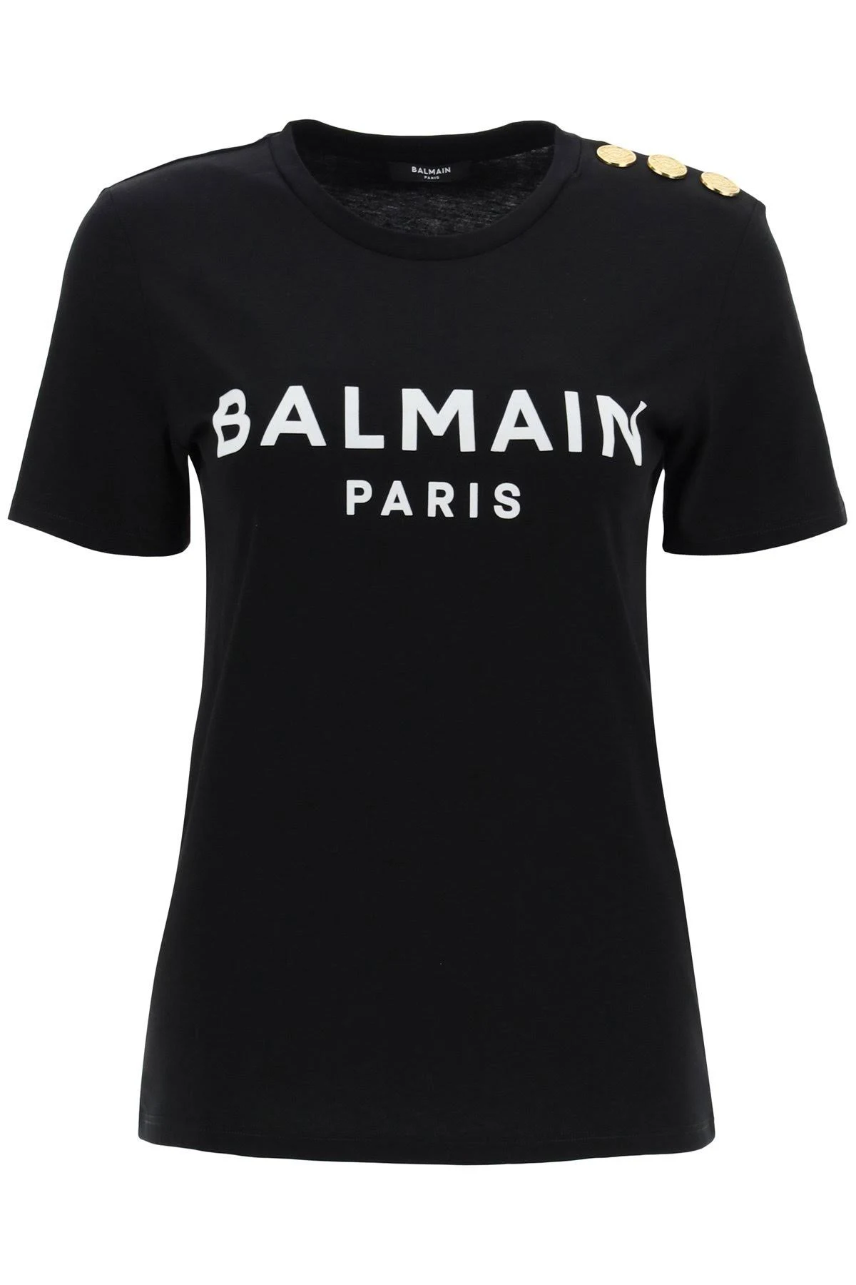 Balmain - Logo Buttoned T-Shirt, Women , Black