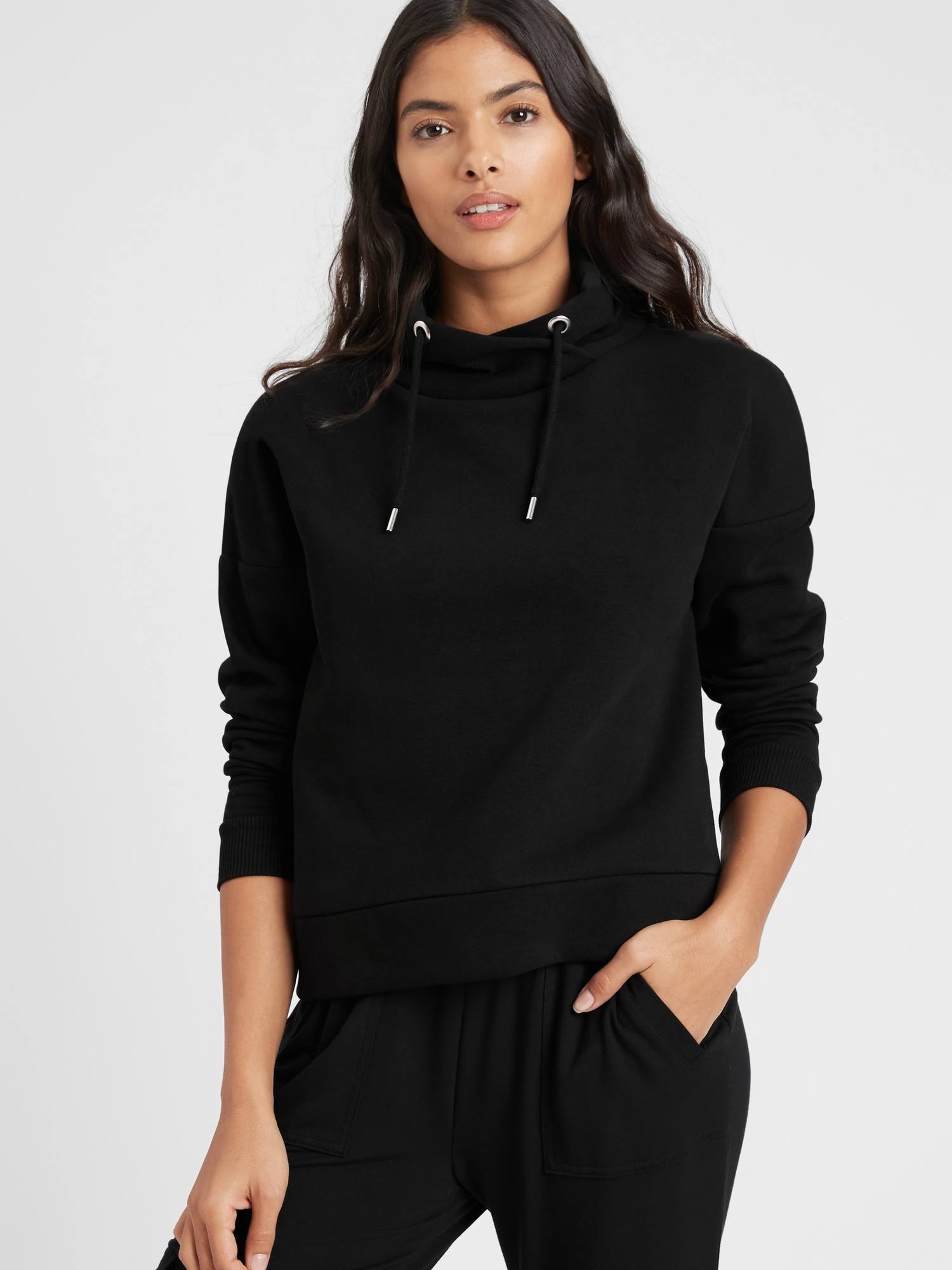 Banana Republic Women's Funnel-Neck Sweatshirt Black Size L