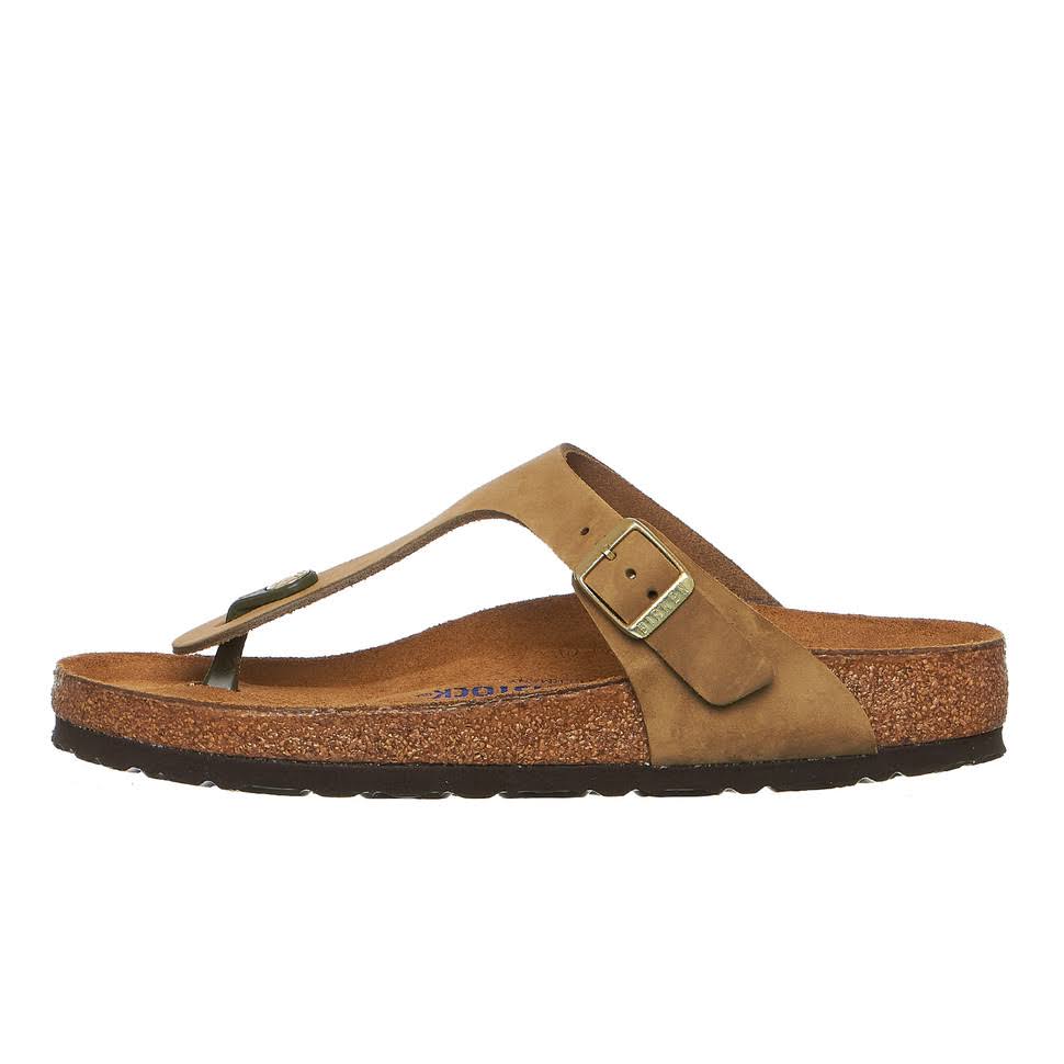 Birkenstock Women's Gizeh Soft Footbed Nubuck Sandals - Faded Khaki