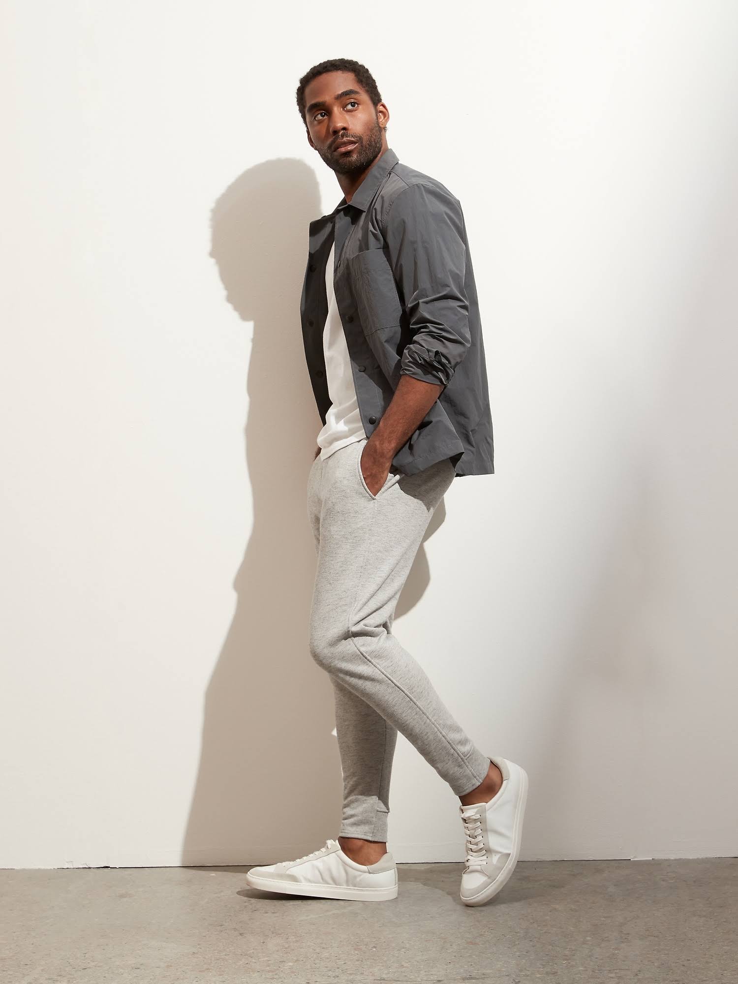 Banana Republic men's French Terry Jogger Rock Gray Tall Size XL