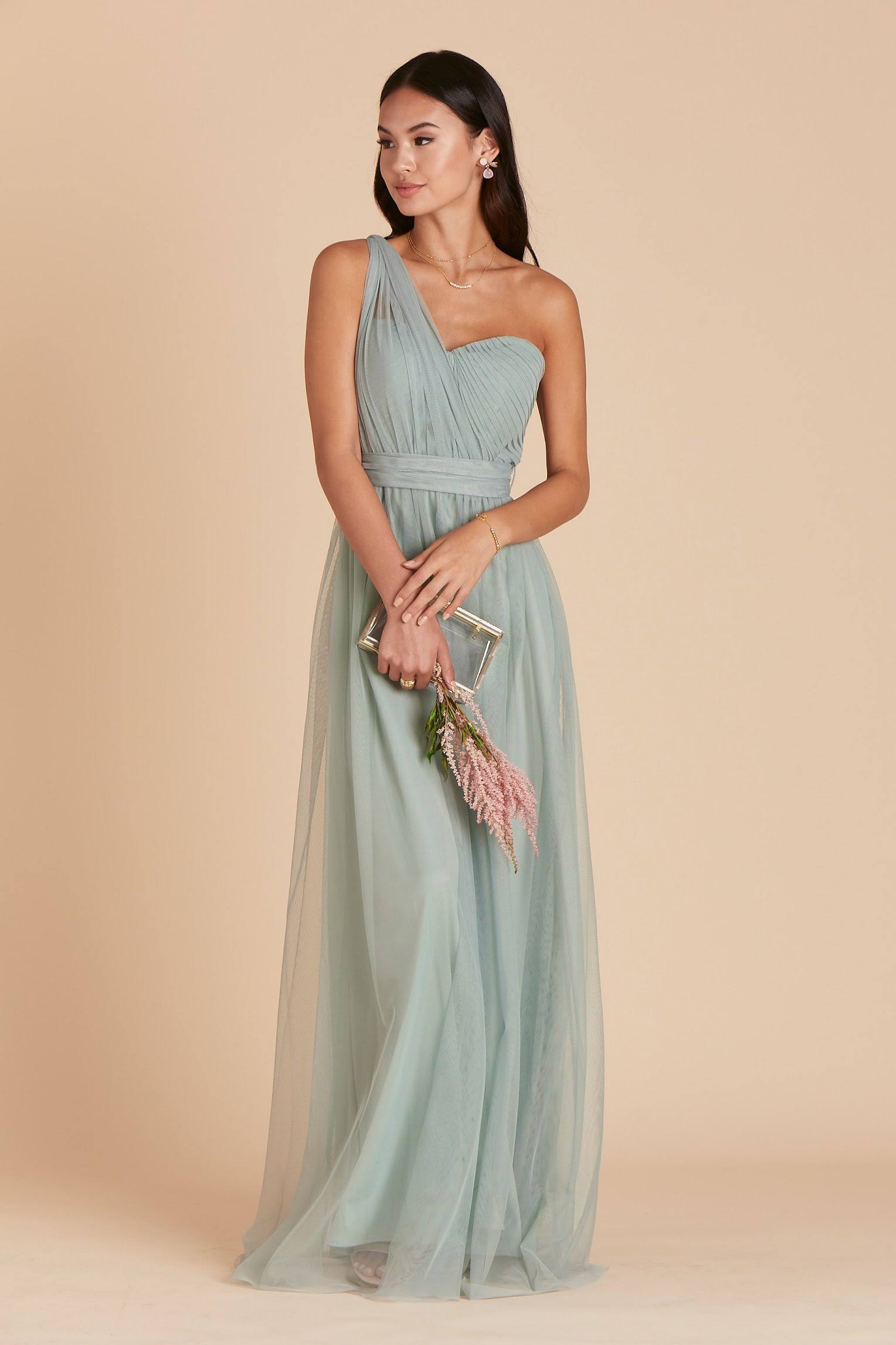 Birdy Grey Christina Convertible Tulle Bridesmaid Dress in Sage Xs / Sage