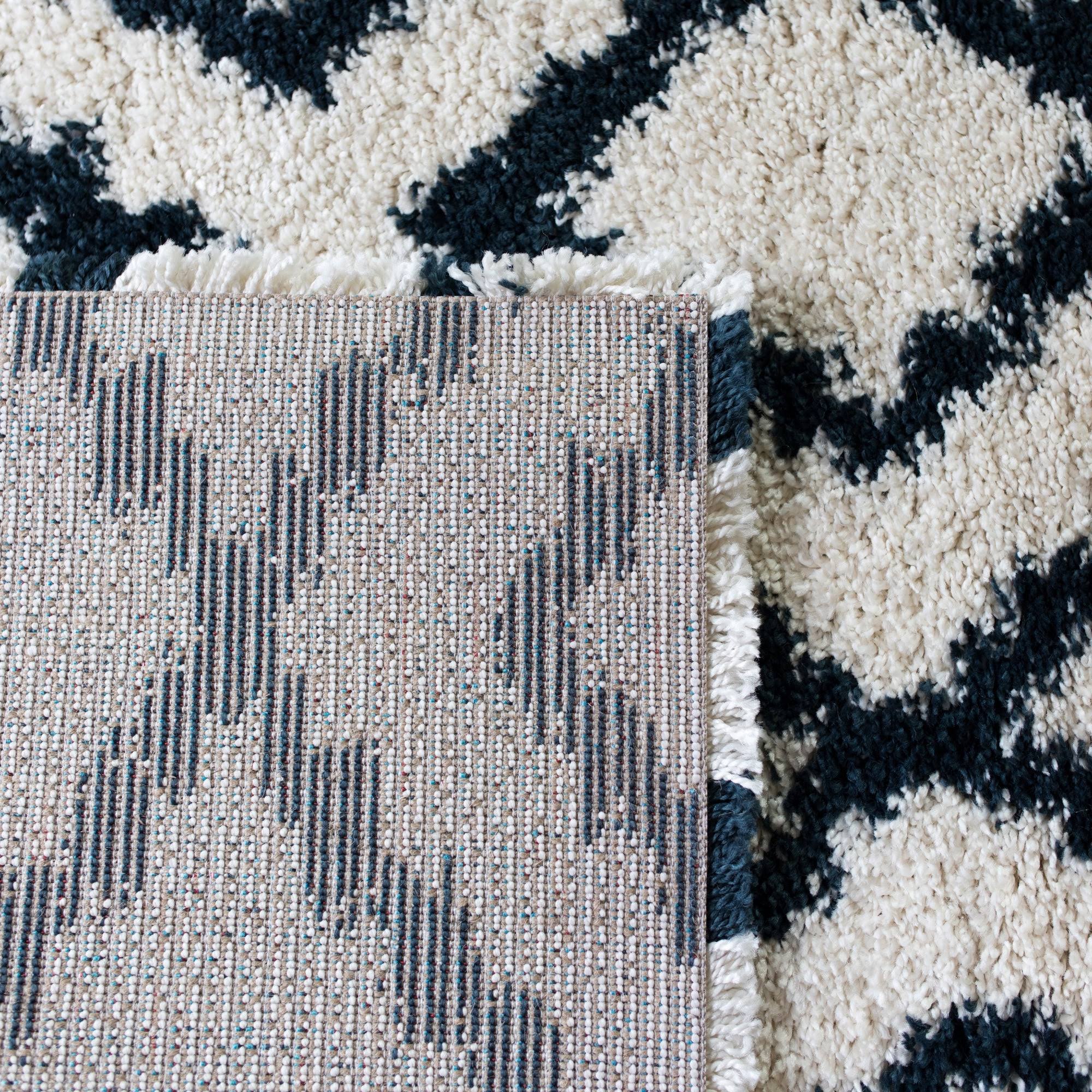 Ruba Diamond Shag Area Rug - 2& x 7& Runner - White