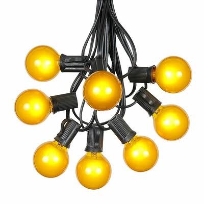 The Party Aisle G40 Patio 25 ft. 25-Light Globe String Lights, Black