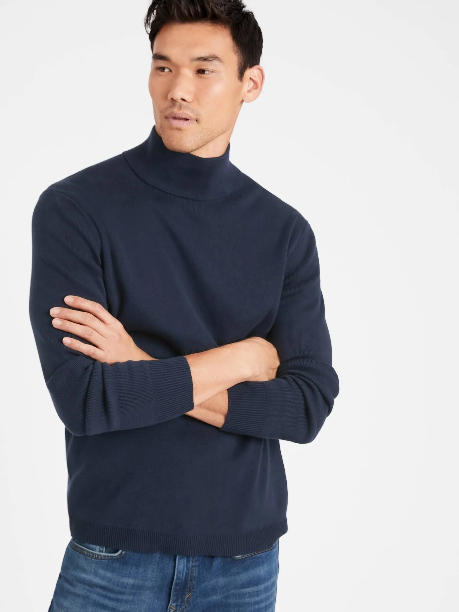 Banana Republic Men's Supima Mock-Neck Sweater Navy Size S