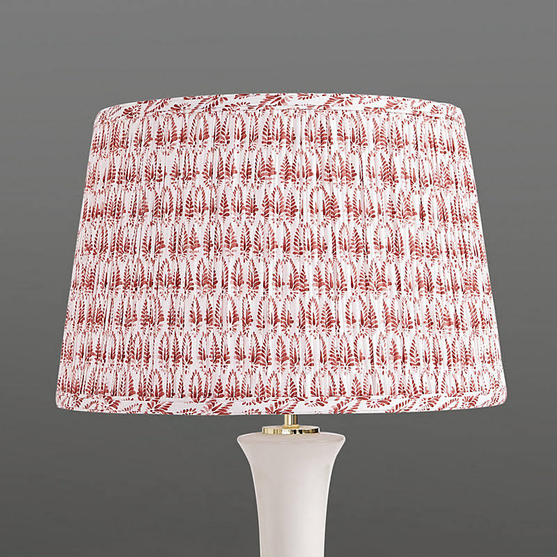 Isla Block Print Pleated Lamp Shade Taupe 14x22 - Ballard Designs