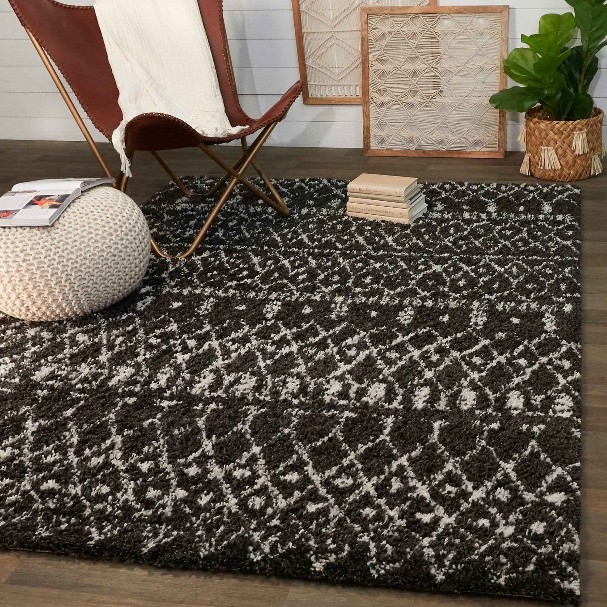 BALTA Dominic Charcoal/Cream 8 ft. x 10 ft. Moroccan Shag Area Rug