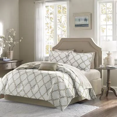 Reversible Comforter Set Size: Twin XL Comforter + 6 Additional Pieces, Color: Taupe