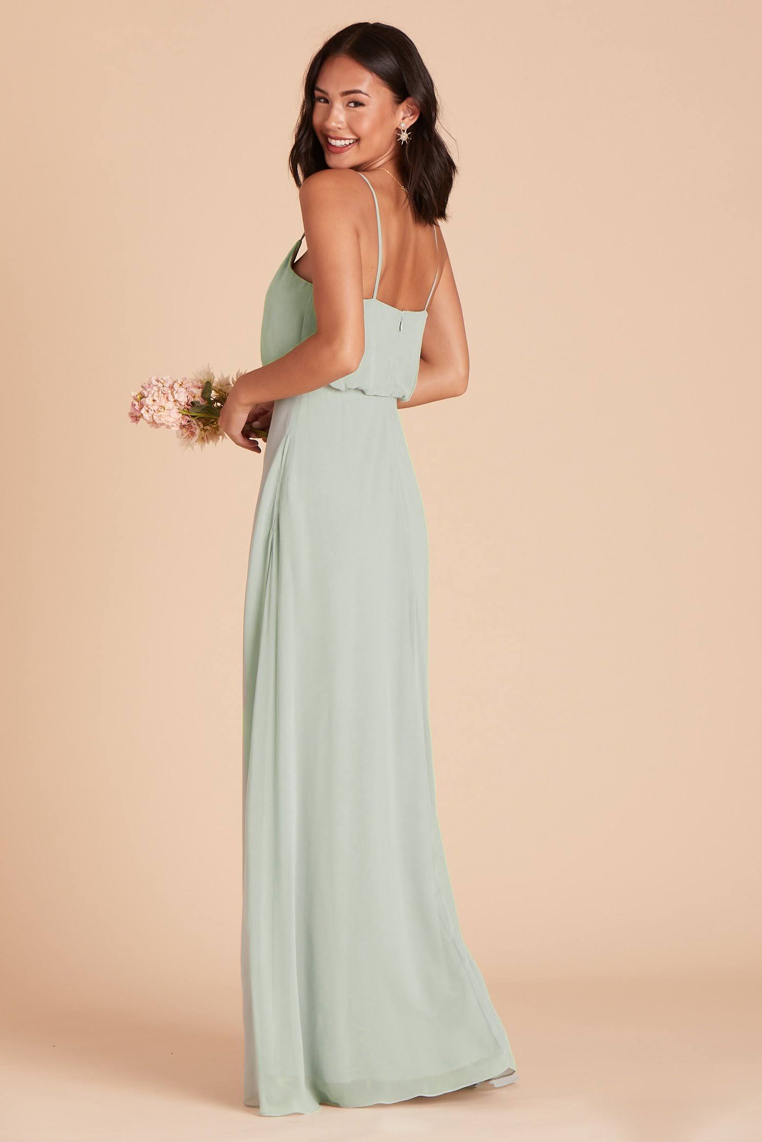Birdy Grey Gwennie Chiffon Bridesmaid Dress in Sage S / Sage / No Slit