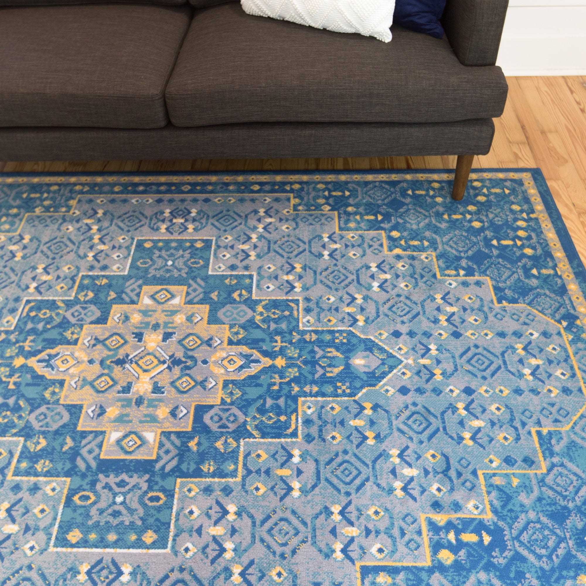 BALTA Semih Blue/Yellow 5 ft. x 7 ft. Oriental Area Rug