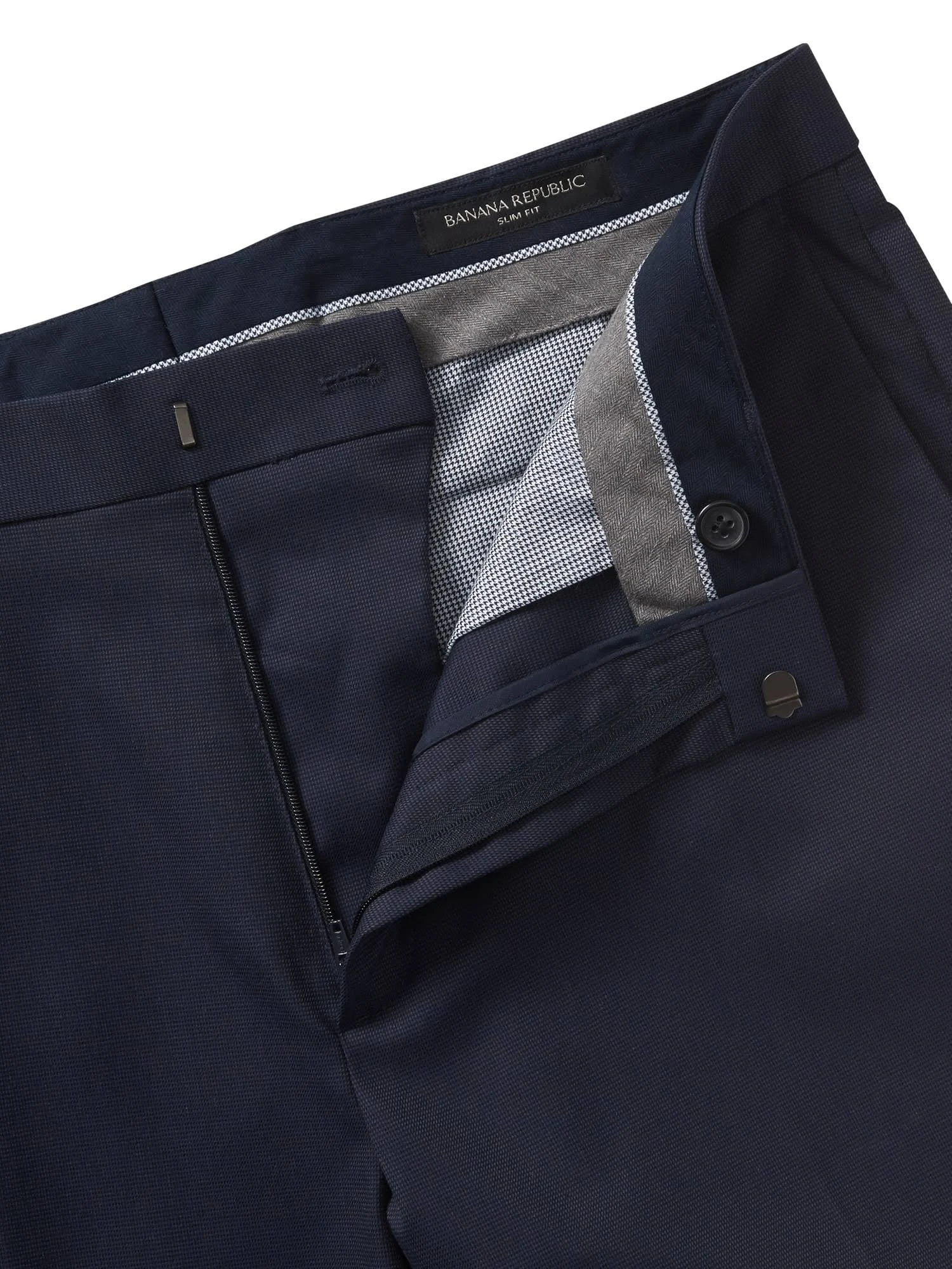 Banana Republic Men's Slim Non-Iron Stretch Cotton Solid Pant Navy Size 28W 32L