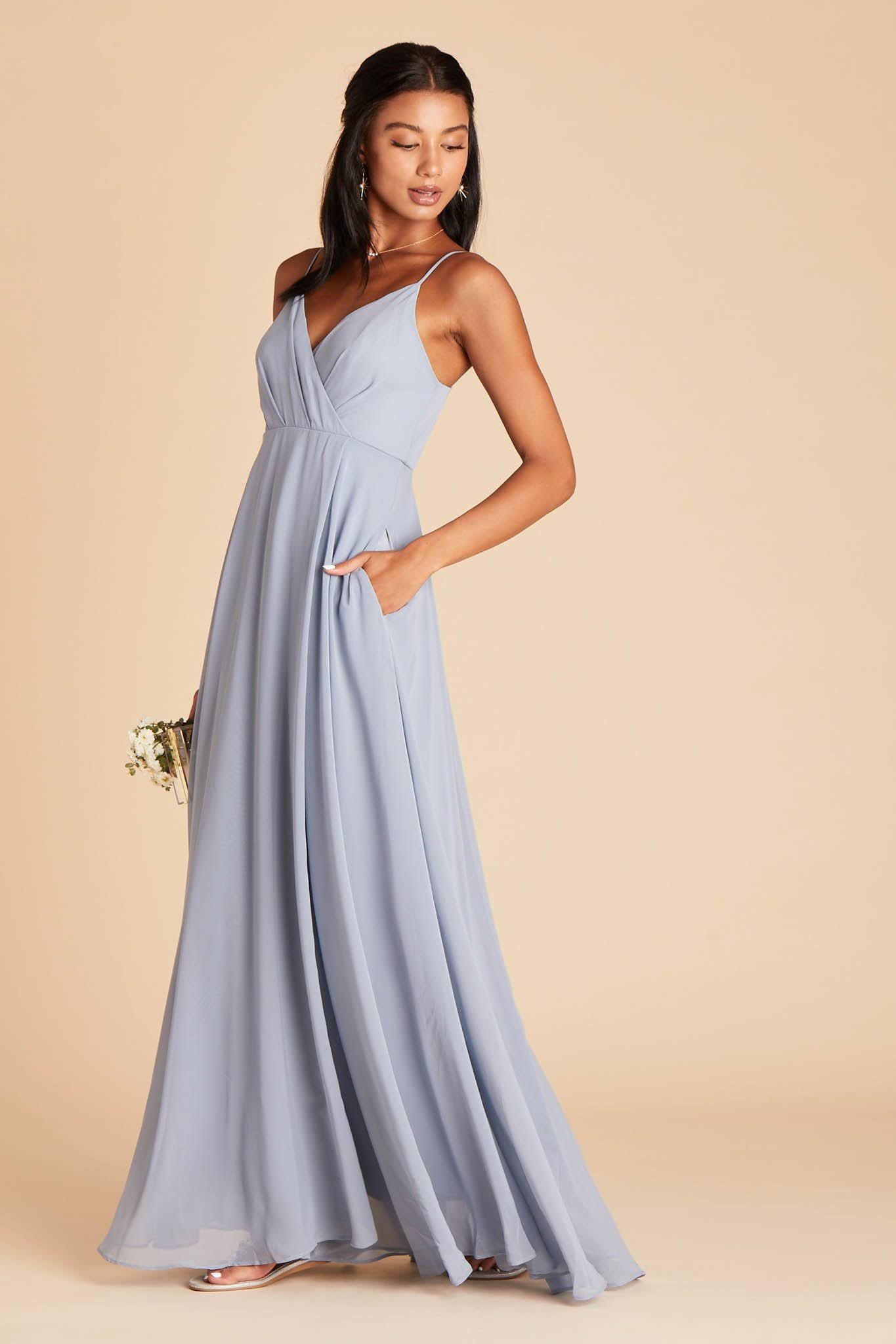 Birdy Grey Kaia Chiffon Bridesmaid Dress in Dusty Blue XL / Dusty Blue