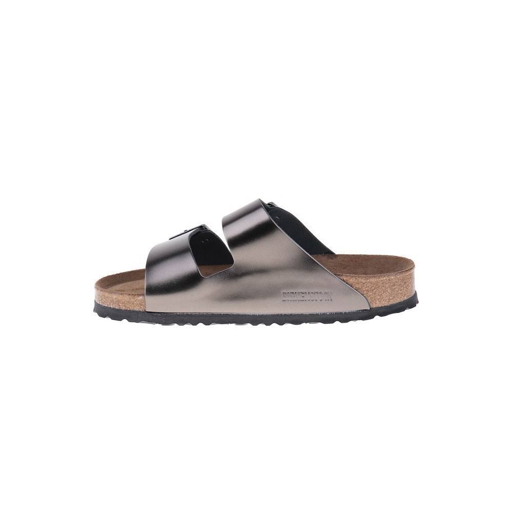 Birkenstock Arizona SFB Metallic Anthracite Leather Adult Flat Sandals