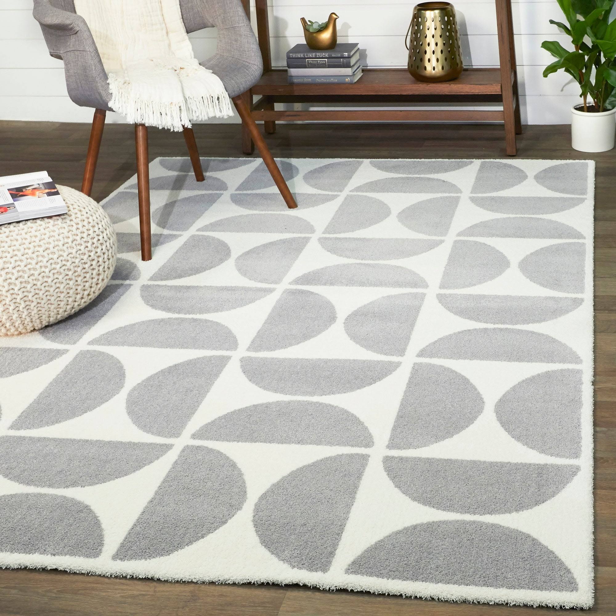 BALTA Bartholdi White 5 ft. x 7 ft. Modern Geometric Area Rug