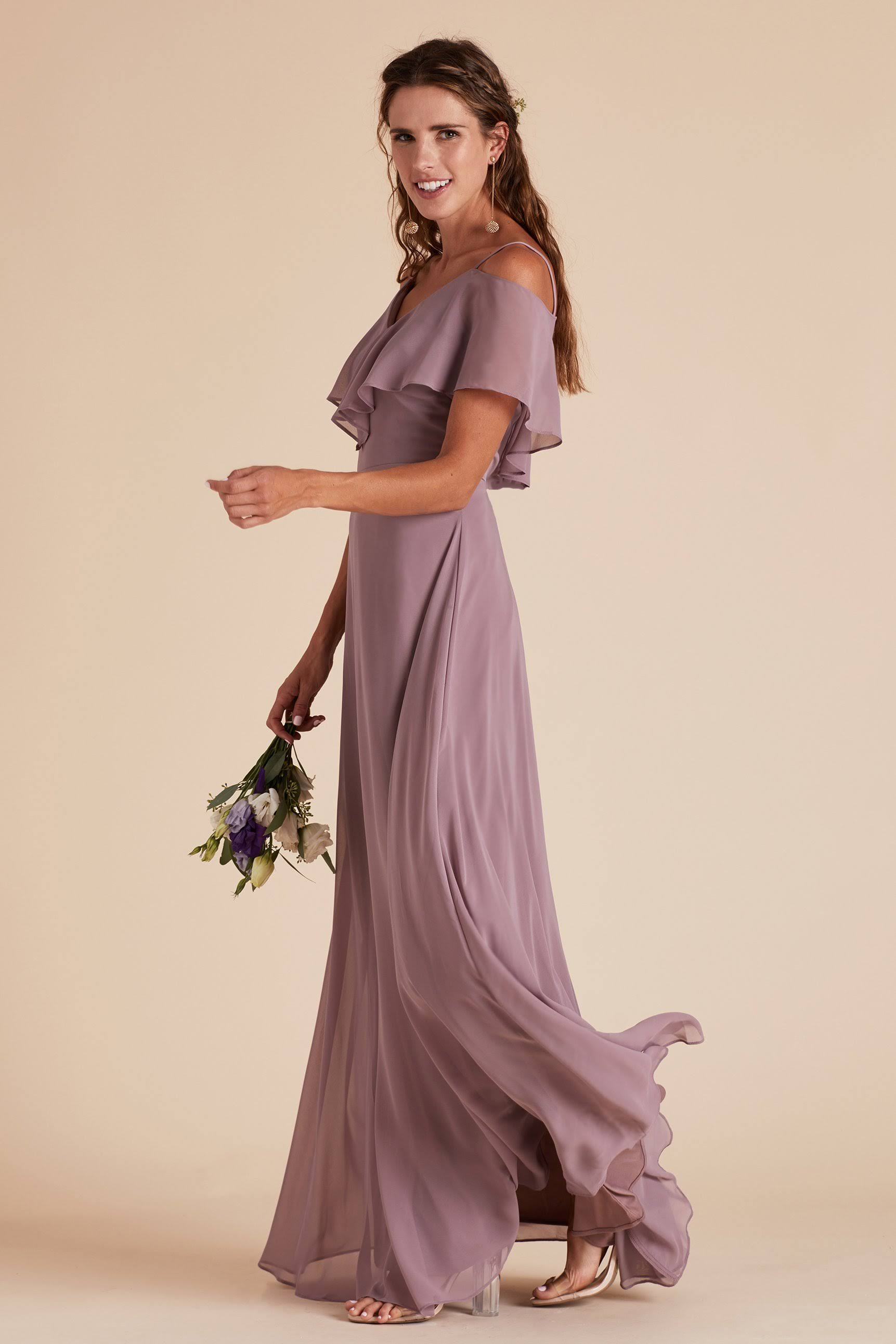 Birdy Grey Jane Convertible Chiffon Bridesmaid Dress in Dark Mauve S / Dark Mauve / No Slit