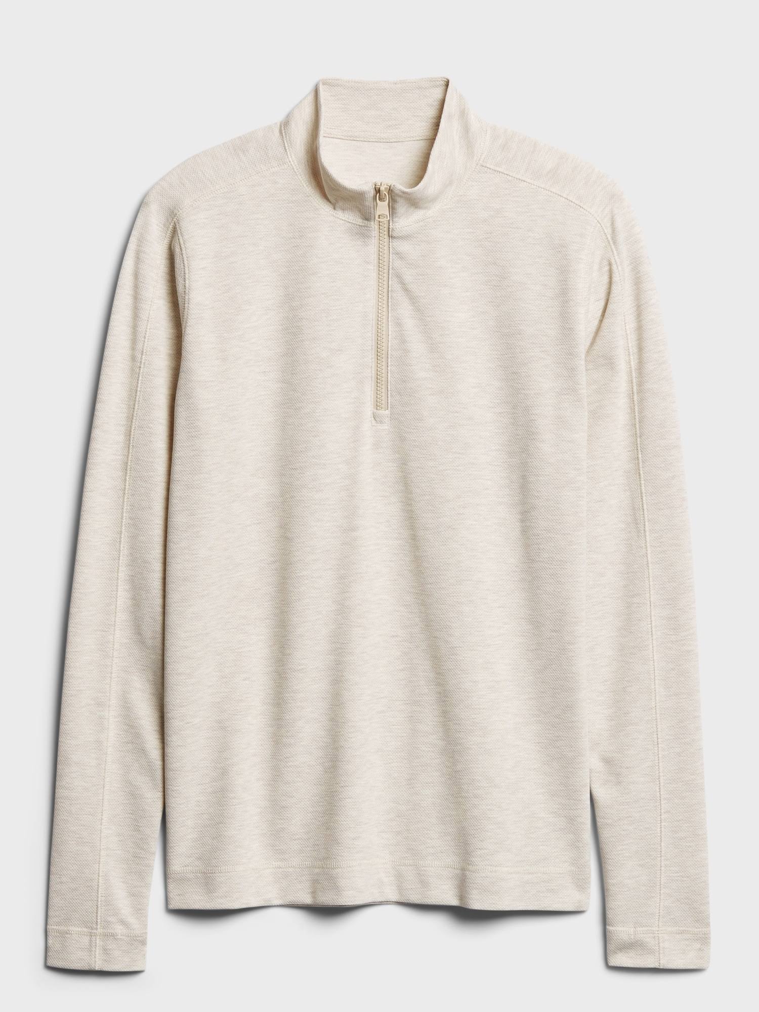 Banana Republic Men's Core Temp Mesh Half-Zip T-Shirt Oatmeal Size M