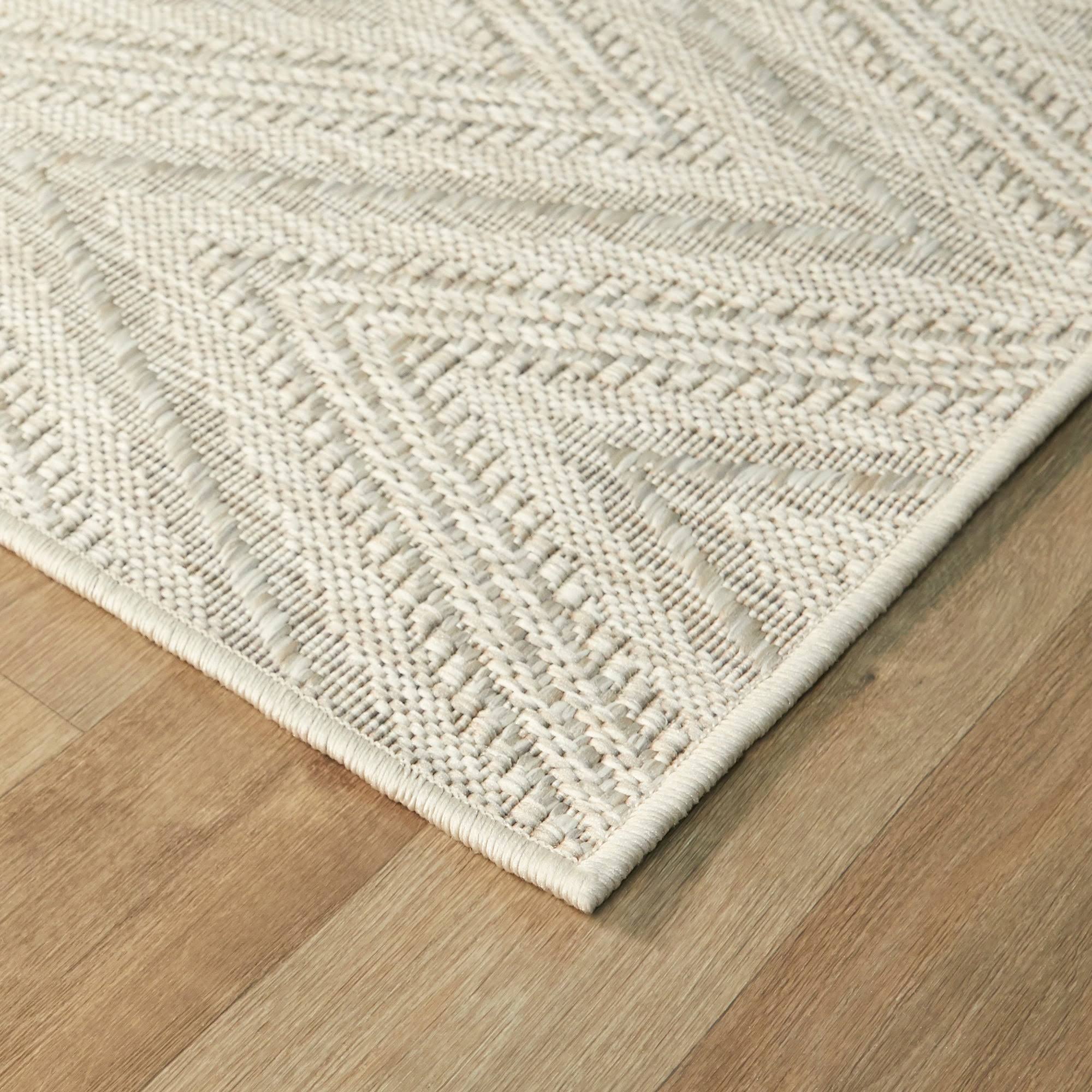 BALTA Kava Beige 5 ft. x 7 ft. Chevron Flatweave Indoor/Outdoor Area Rug
