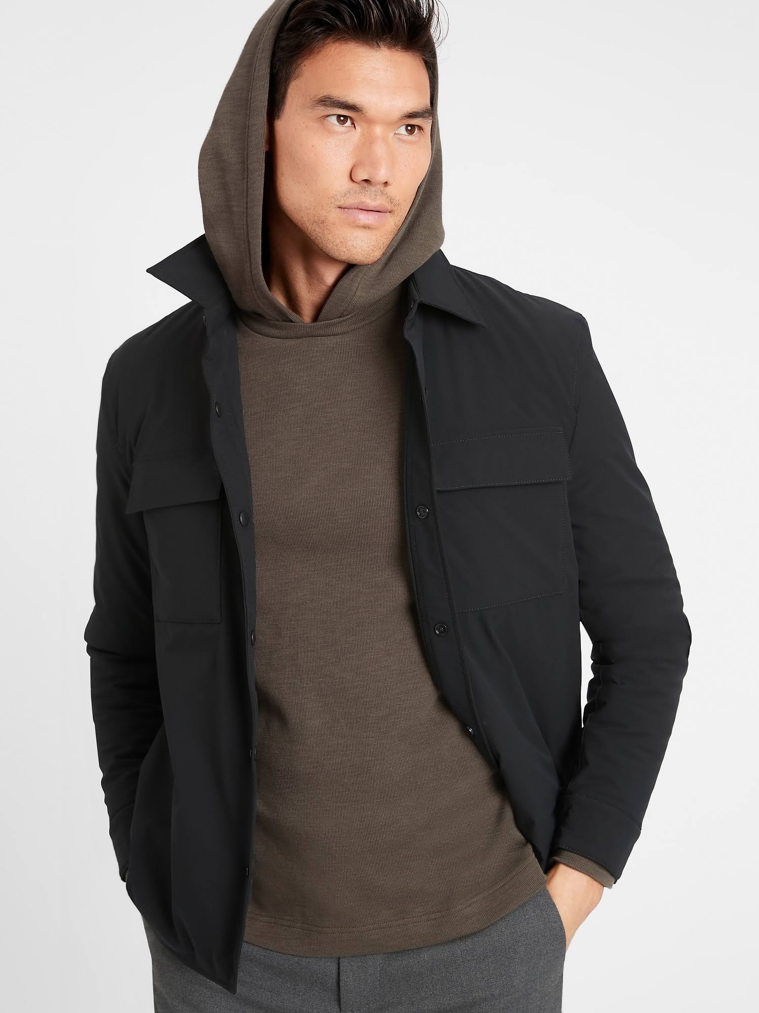 Banana Republic Men's Double-Knit Hoodie Sweatshirt Cargo Green Size Xs