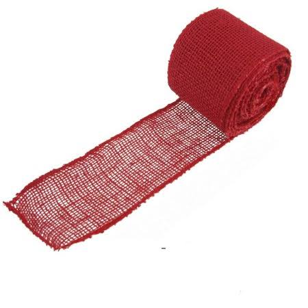 BambooMN Brand - 3 inch inch Wide Burlap Fabric Craft Ribbon - 10 Yards - Hemp Jute -cranberry X30, Red