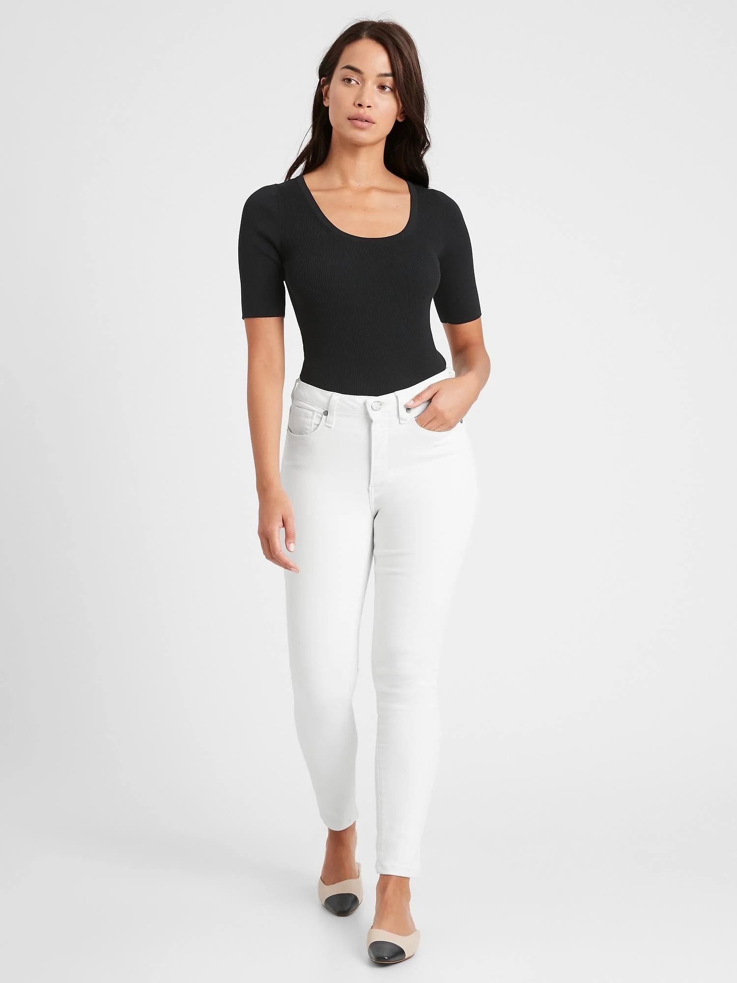 Banana Republic Women's Curvy Mid-Rise Skinny Jean White Size 24 Regular