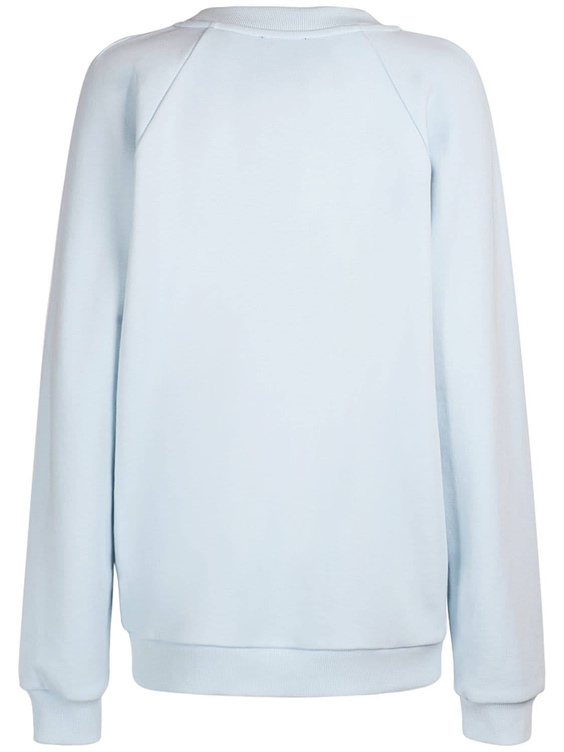 Balmain | Women Logo Printed Cotton Sweatshirt Light Blue/White M