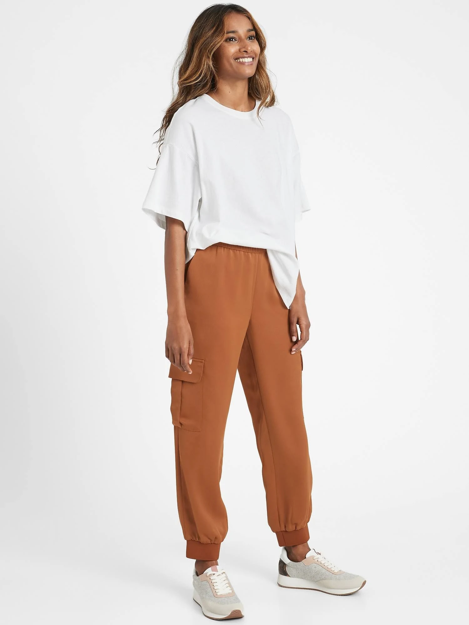 Banana Republic Women's Satin Cargo Jogger The Right Spice Size L