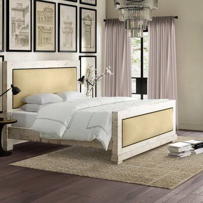 Lockridge Solid Wood and Upholstered Low Profile Standard Bed Birch Lane Color: Distressed White, Mattress Size: Queen