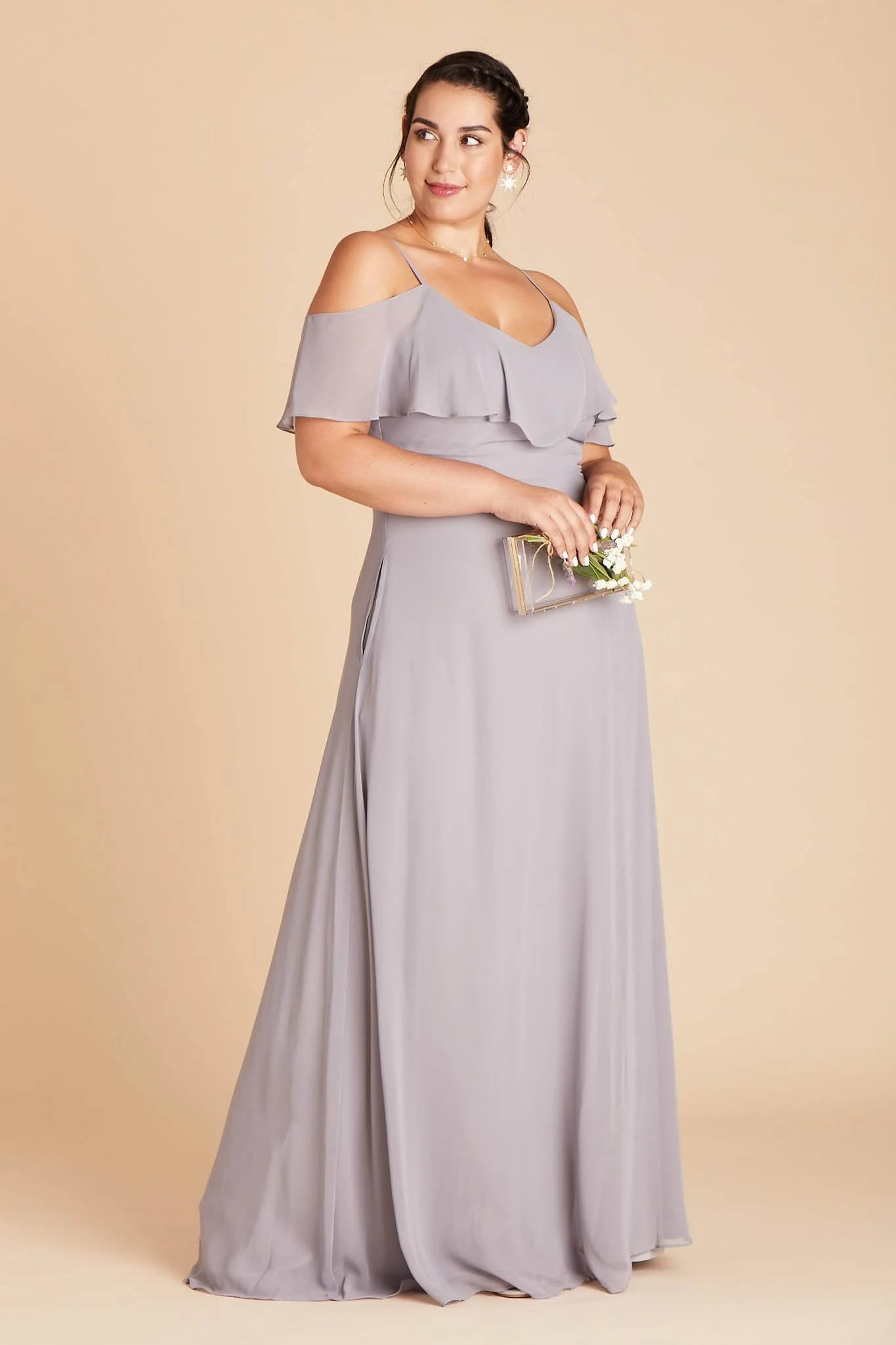 Birdy Grey Jane Plus Size Convertible Chiffon Bridesmaid Dress in Silver 3X / Silver