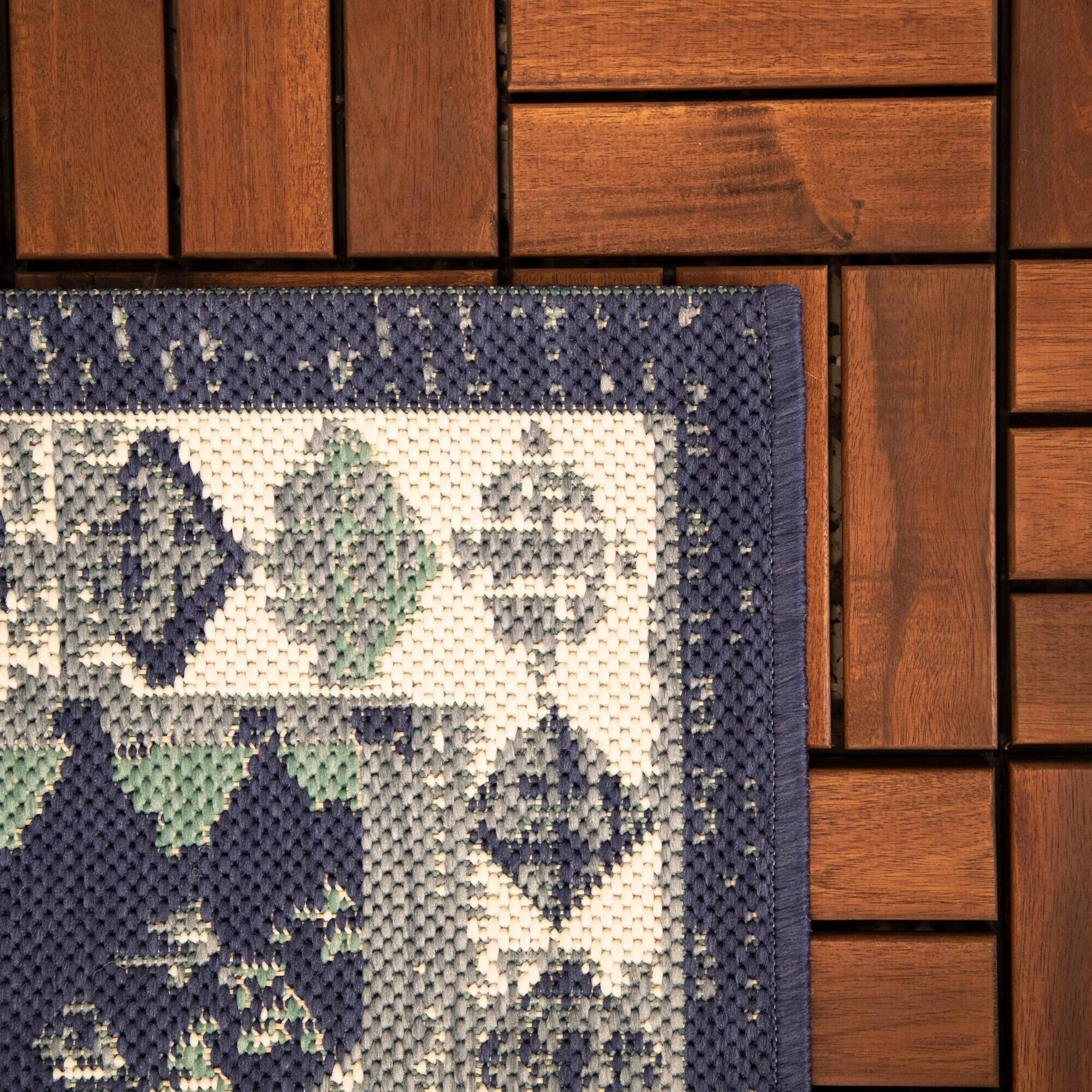 BALTA Rugs Augusto Modern Southwestern Indoor/Outdoor Area Rug, Dark Blue, 7&10x22 x 10&