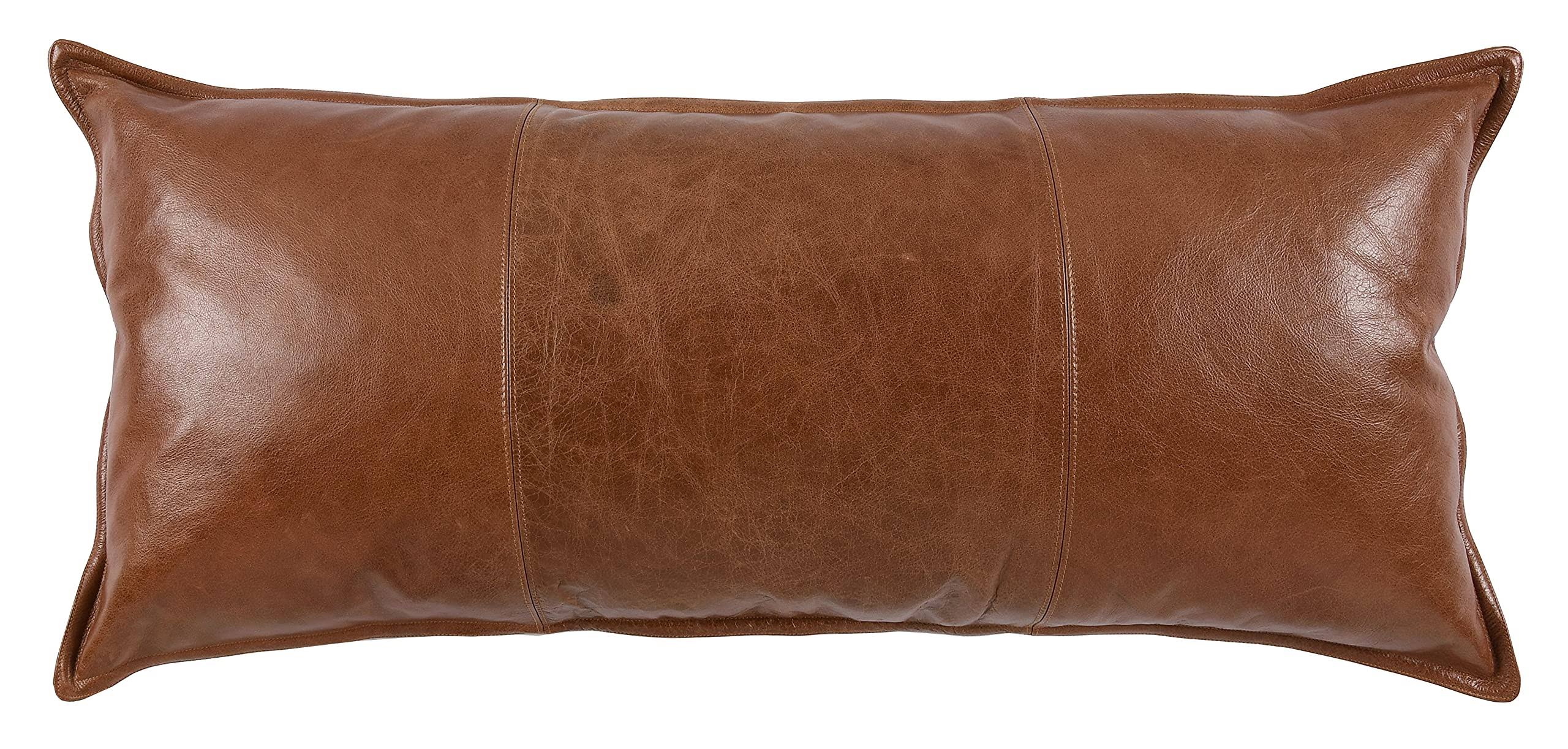 Kosas Home Cheyenne 100% Leather 16x36x22 Throw Pillow - Gray