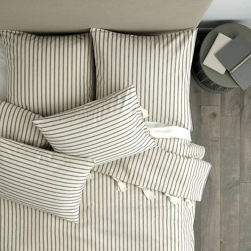 Ticking Stripe Duvet Cover Black Twin - Ballard Designs