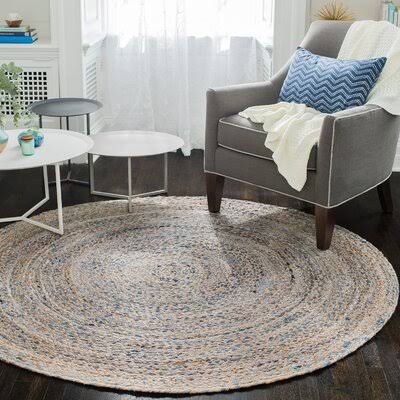 Geometric Hand Braided Jute/Sisal Multicolor Area Rug Birch Lane Rug Size: Round 4&