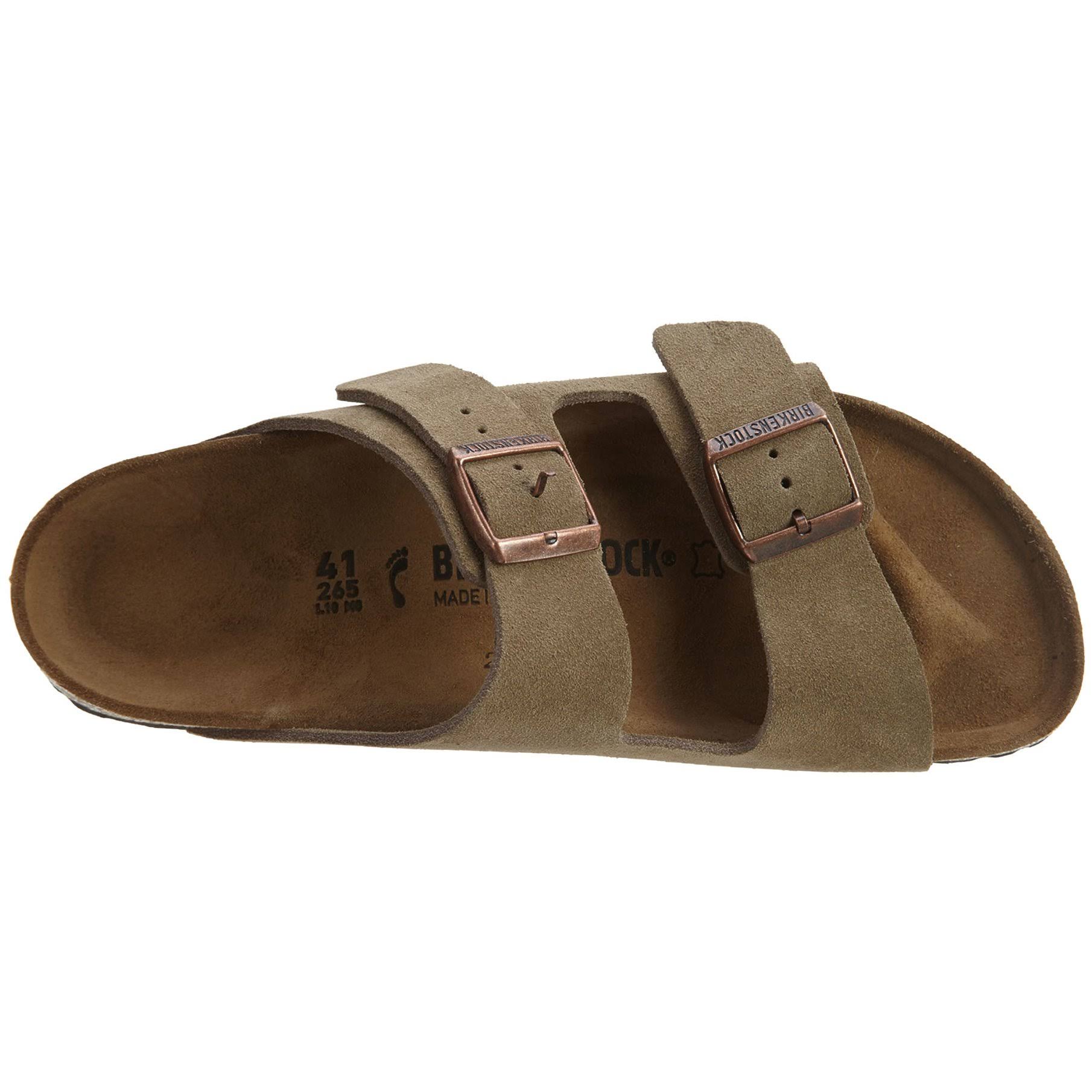 Birkenstock Men's Arizona Suede Narrow Sandals,Taupe, 9.5